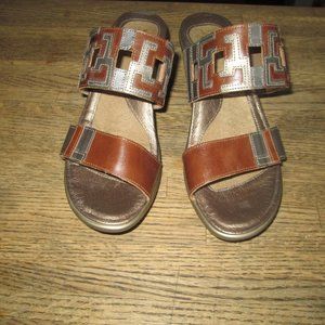 NAOT Women's Dress Sandals NEW Brown & Silver 37